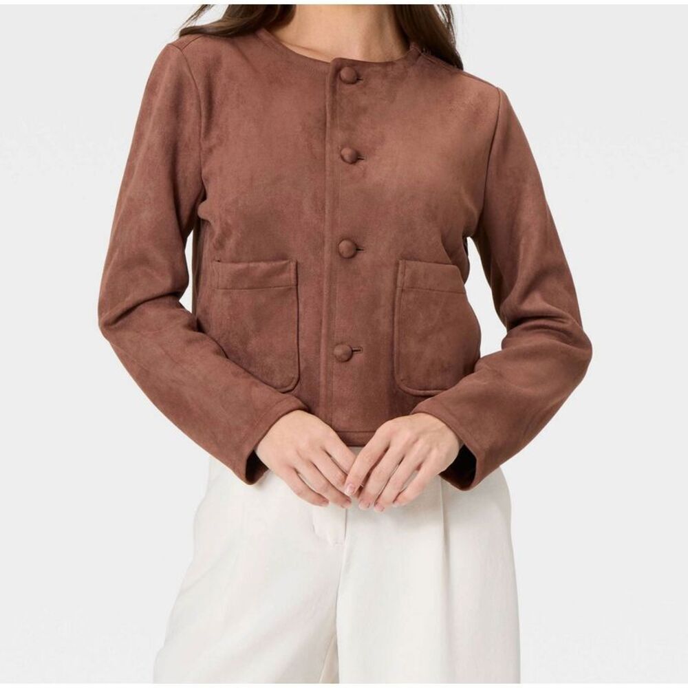 Women's Faux Suede Lady Jacket - A New Day Brown XS - Picture 4 of 4